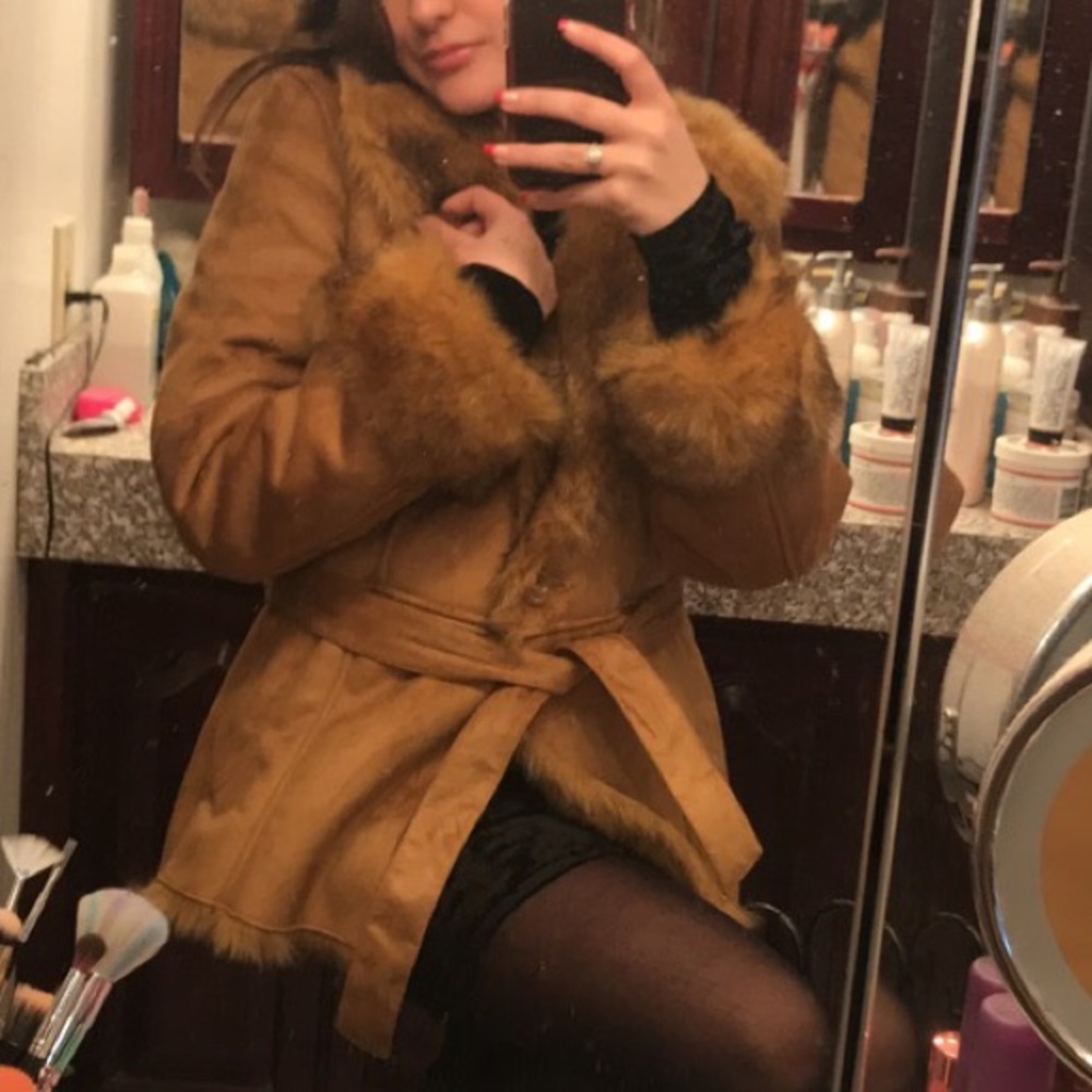 suede Winter coat with fur